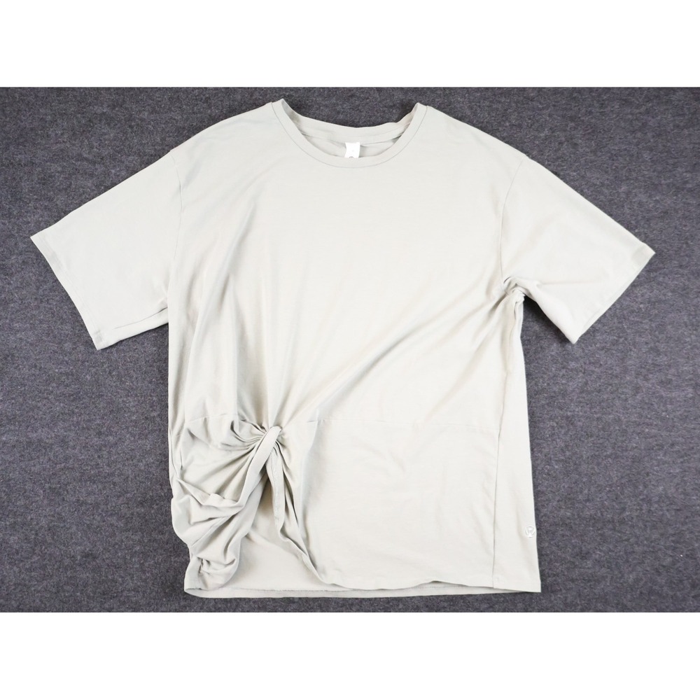 Lululemon Womens Medium Side Tie Knot T Shirt Light Green Short Sleeve